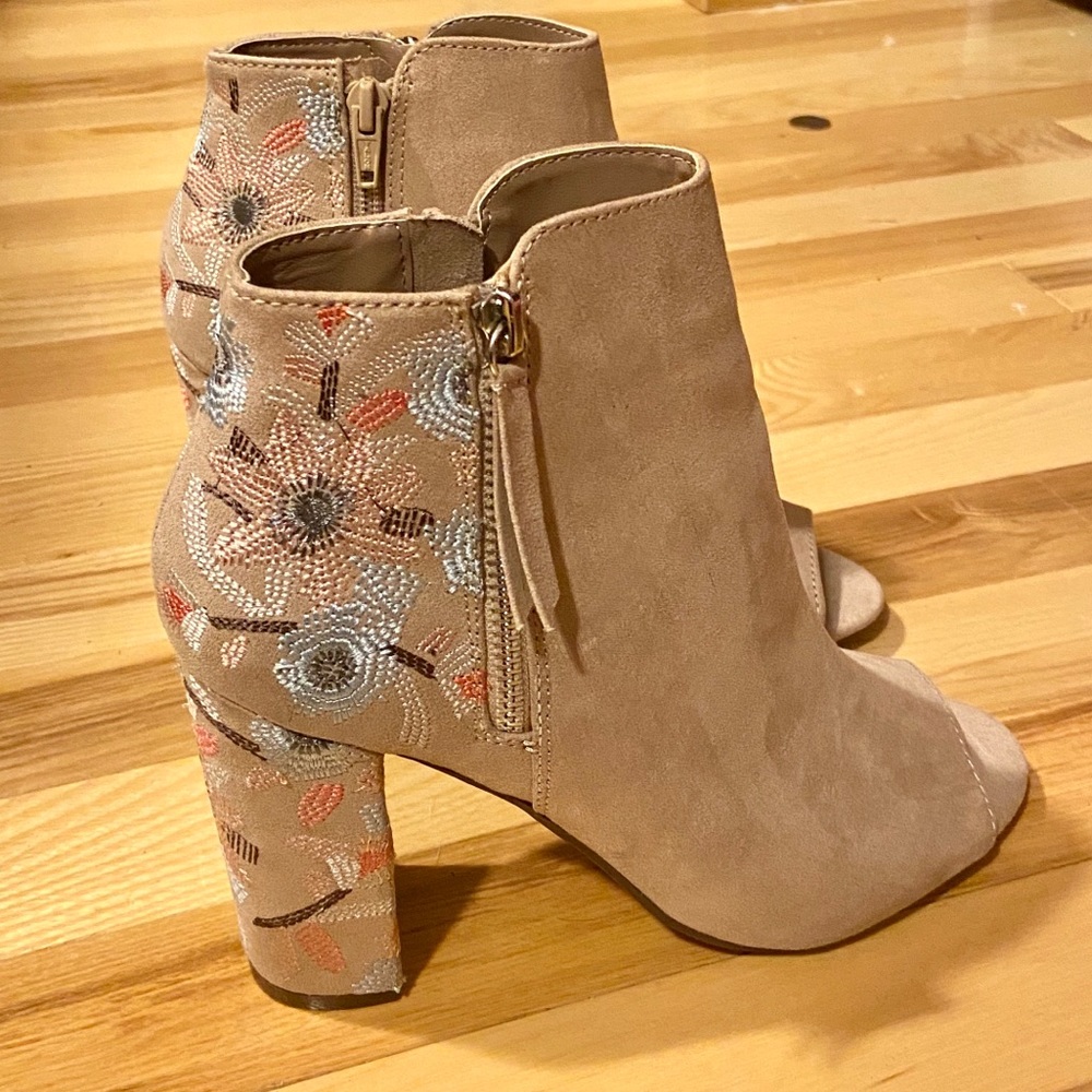 Floral Suede Booties